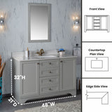 Livia 48 " Gray Single Bathroom Vanity | Quartz Countertop