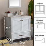 Nera 30 " Gray Single Bathroom Vanity | Quartz Countertop