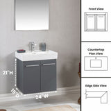 Vita Collection Floating Bathroom Vanity with Ceramic Sink & Mirror