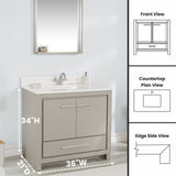 Mila Collection 36 inch Bathroom Vanity with Quartz Countertop and Undermount Ceramic Sink