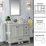 Nera 36" Blue Single Bathroom Vanity | Quartz Countertop