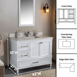 Nera 42" White Single Bathroom Vanity | Quartz Countertop