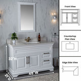 Romana 48" White Single Bathroom Vanity | Quartz Countertop