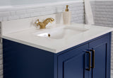 Albia Collection Dark Blue 30 inch Bathroom Vanity with Quartz Countertop and Undermount Ceramic Sink