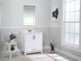 Albia Collection Dark Blue 30 inch Bathroom Vanity with Quartz Countertop and Undermount Ceramic Sink