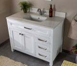 Alda 42" White Single Bathroom Vanity | Quartz Countertop