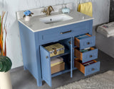 Alda 36 " Blue Single Bathroom Vanity | Quartz Countertop