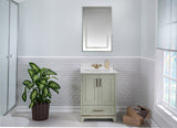 Albia Collection Dark Blue 24 inch Bathroom Vanity with Quartz Countertop and Undermount Ceramic Sink