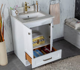 Livia 24 " White Single Bathroom Vanity | Quartz Countertop