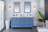 Nera 60" Blue Double Bathroom Vanity | Quartz Countertop