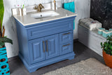 Romana 36" Blue Single Bathroom Vanity | Quartz Countertop