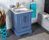Romana 24" Gray Single Bathroom Vanity | Quartz Countertop