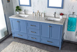 Nera 72" Gray Double Bathroom Vanity | Quartz Countertop