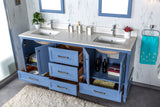 Nera 72" Gray Double Bathroom Vanity | Quartz Countertop