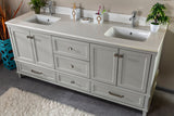 Nera 72" Gray Double Bathroom Vanity | Quartz Countertop