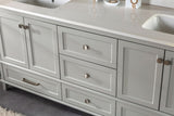 Nera 72" Gray Double Bathroom Vanity | Quartz Countertop