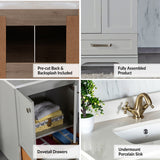 Livia 42 " Gray Single Bathroom Vanity | Quartz Countertop