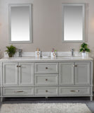 Nera 72" Gray Double Bathroom Vanity | Quartz Countertop